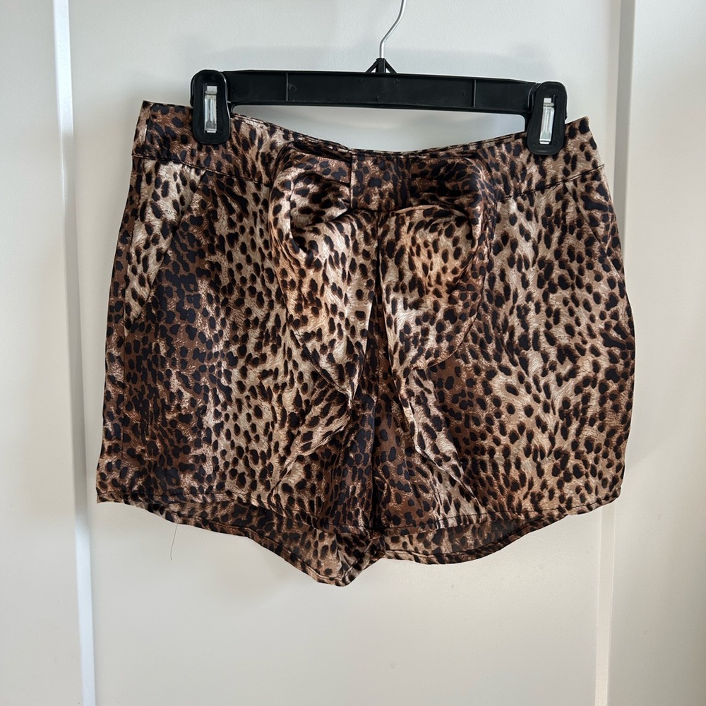 Ark & Co. Leopard Satin Material Shorts - Size S
